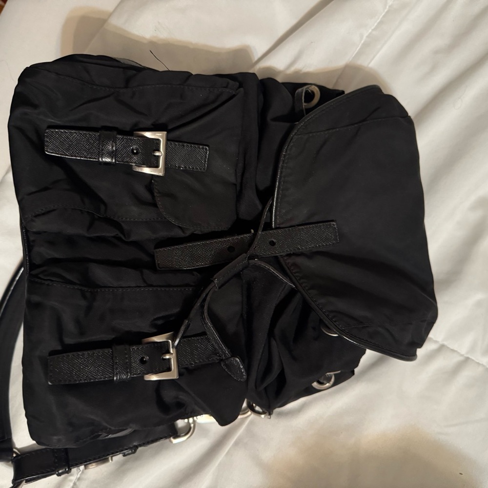 Prada Black Nylon Buckle Crossbody Bag